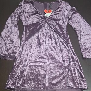 Cider Velvet Long Sleeve Dress in Purple